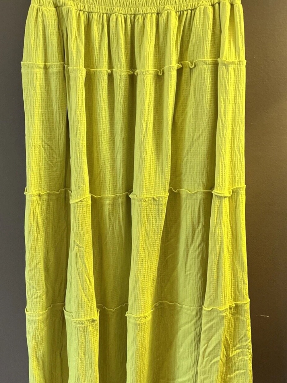 SCOOP Women's Tiered Maxi Skirt in Lemon Yellow - Large - Picture 3 of 7